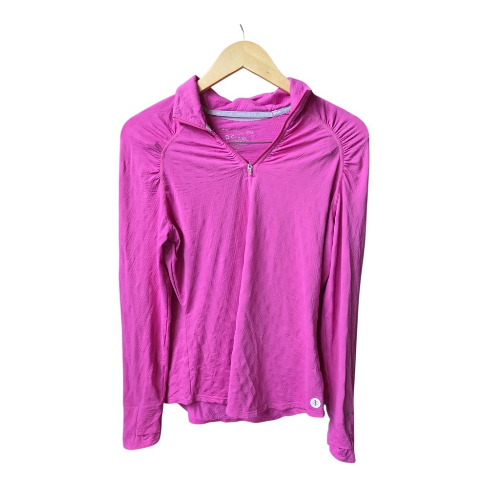 Coolibar Womens Arabella Quarter-Zip Golf Shirt‎ Stretch Pink UPF 50 Size M